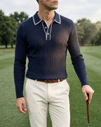 Polo Tricoté Côtelé Avec Col Classique Pour Hommes