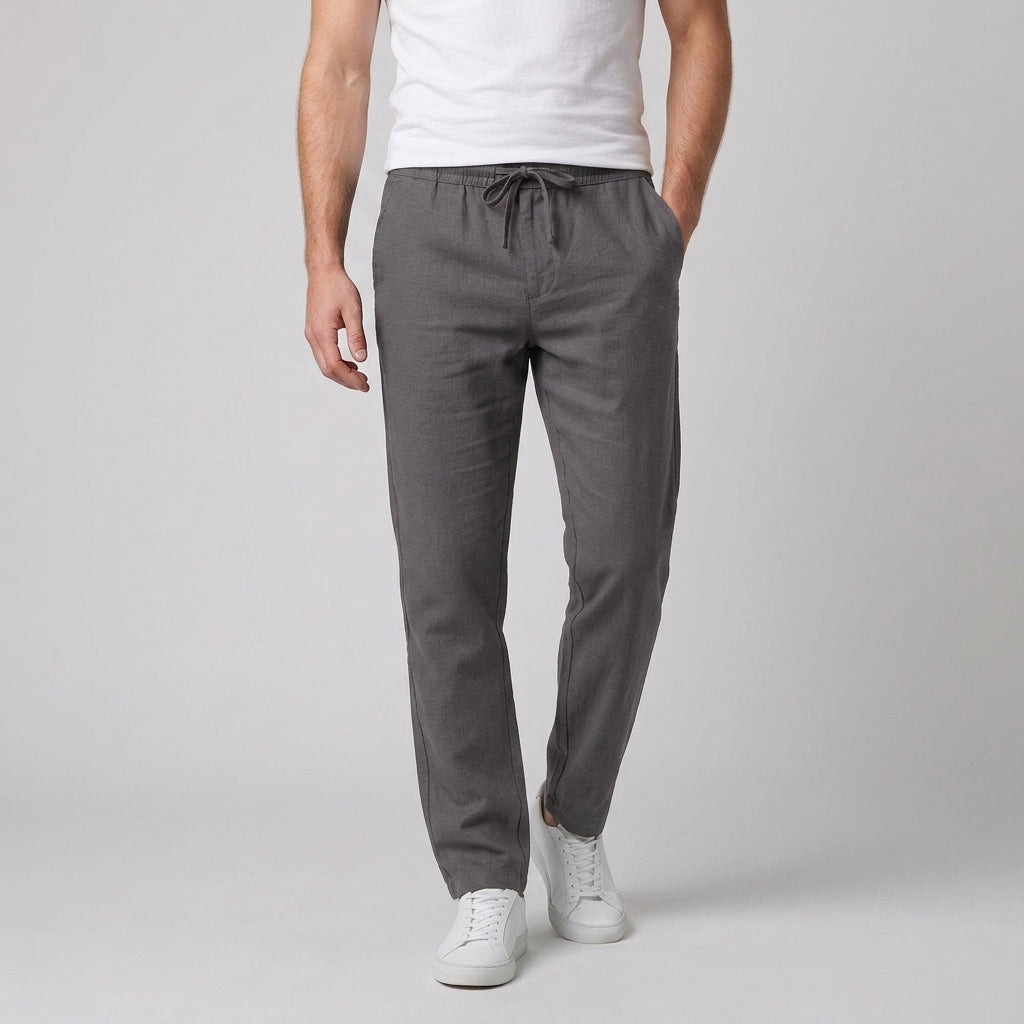 Pantalon Décontracté À Taille Élastique Pour Hommes