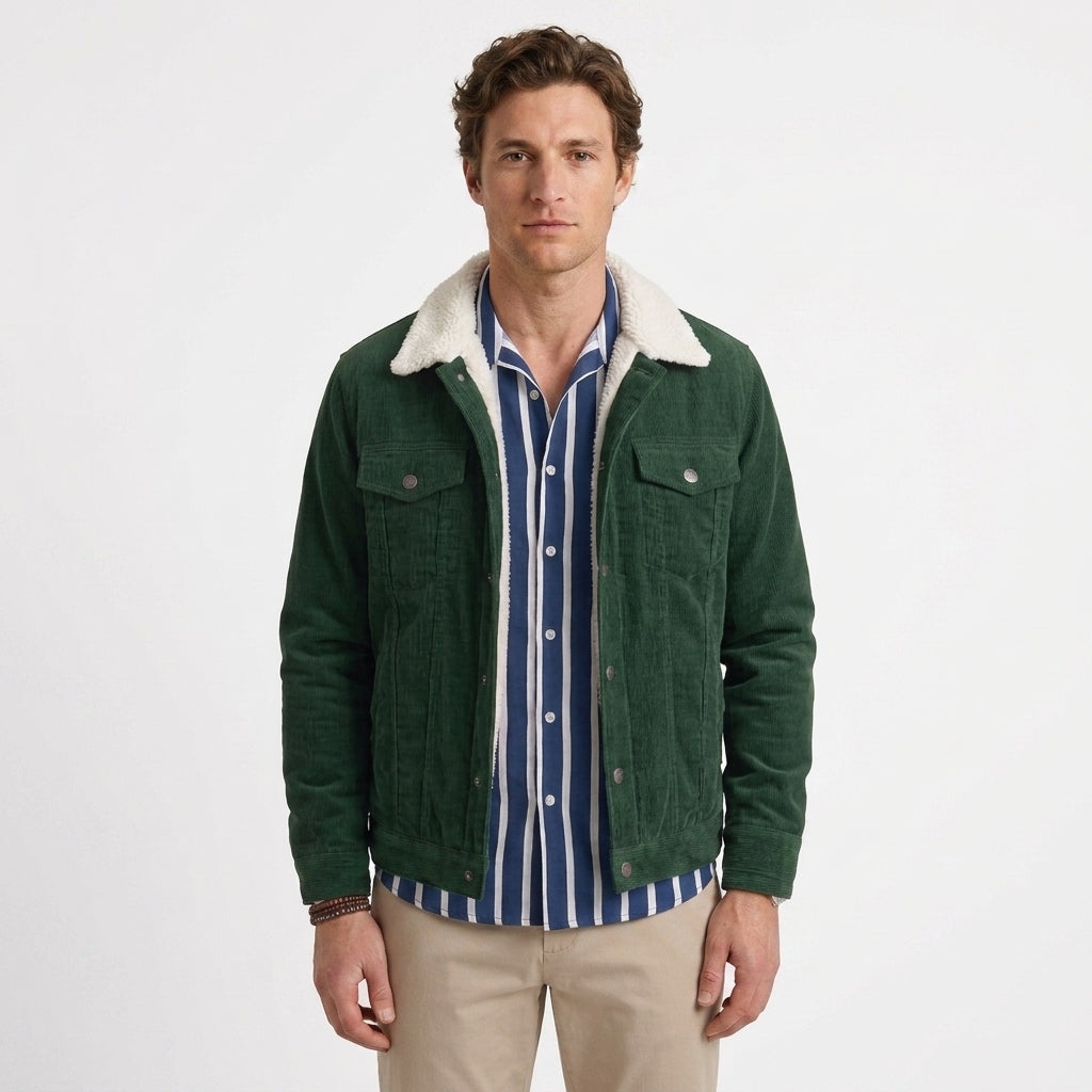 Veste En Velours Côtelé À Col Sherpa Pour Hommes