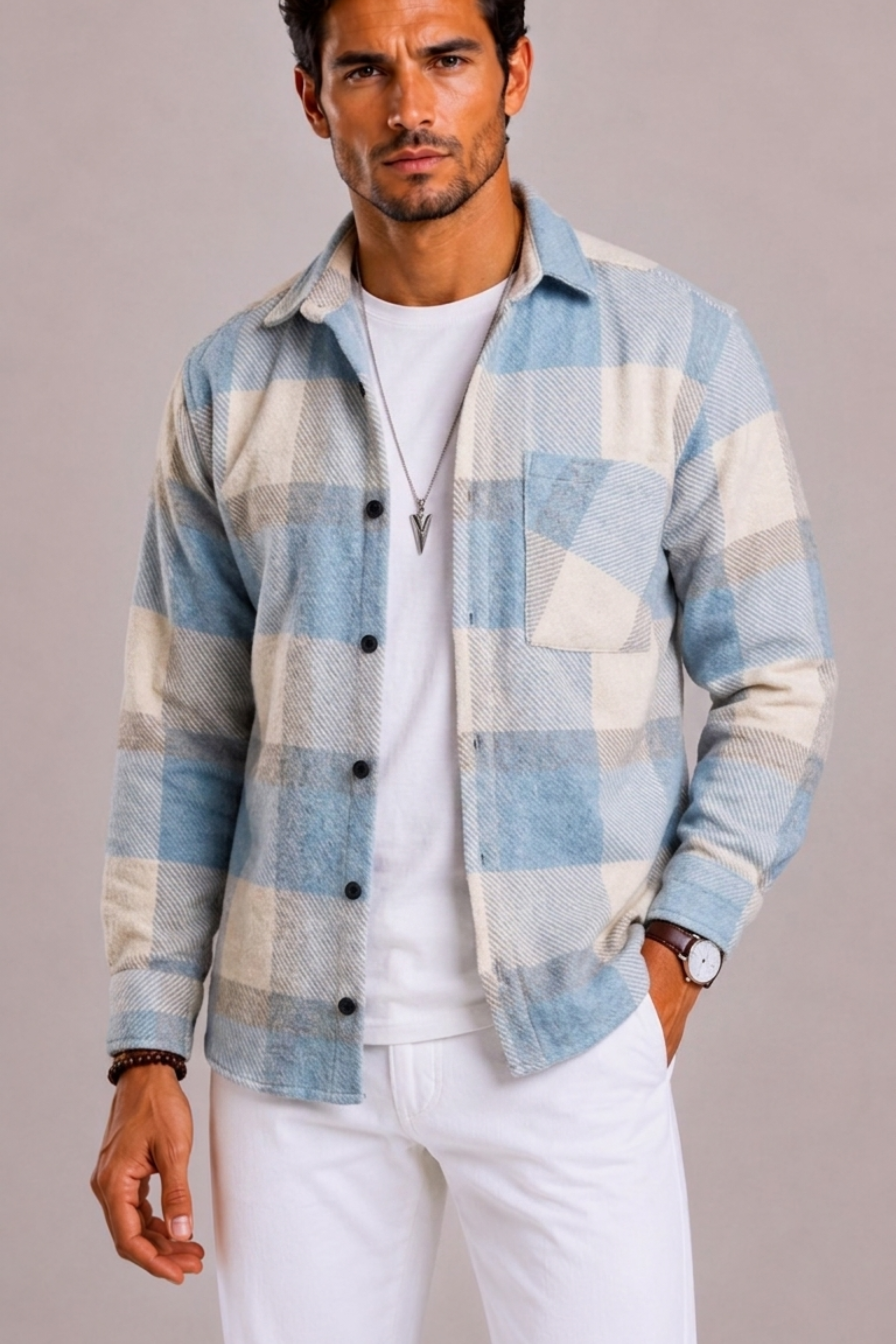 Chemise À Motif Avec Manches Longues Pour Hommes