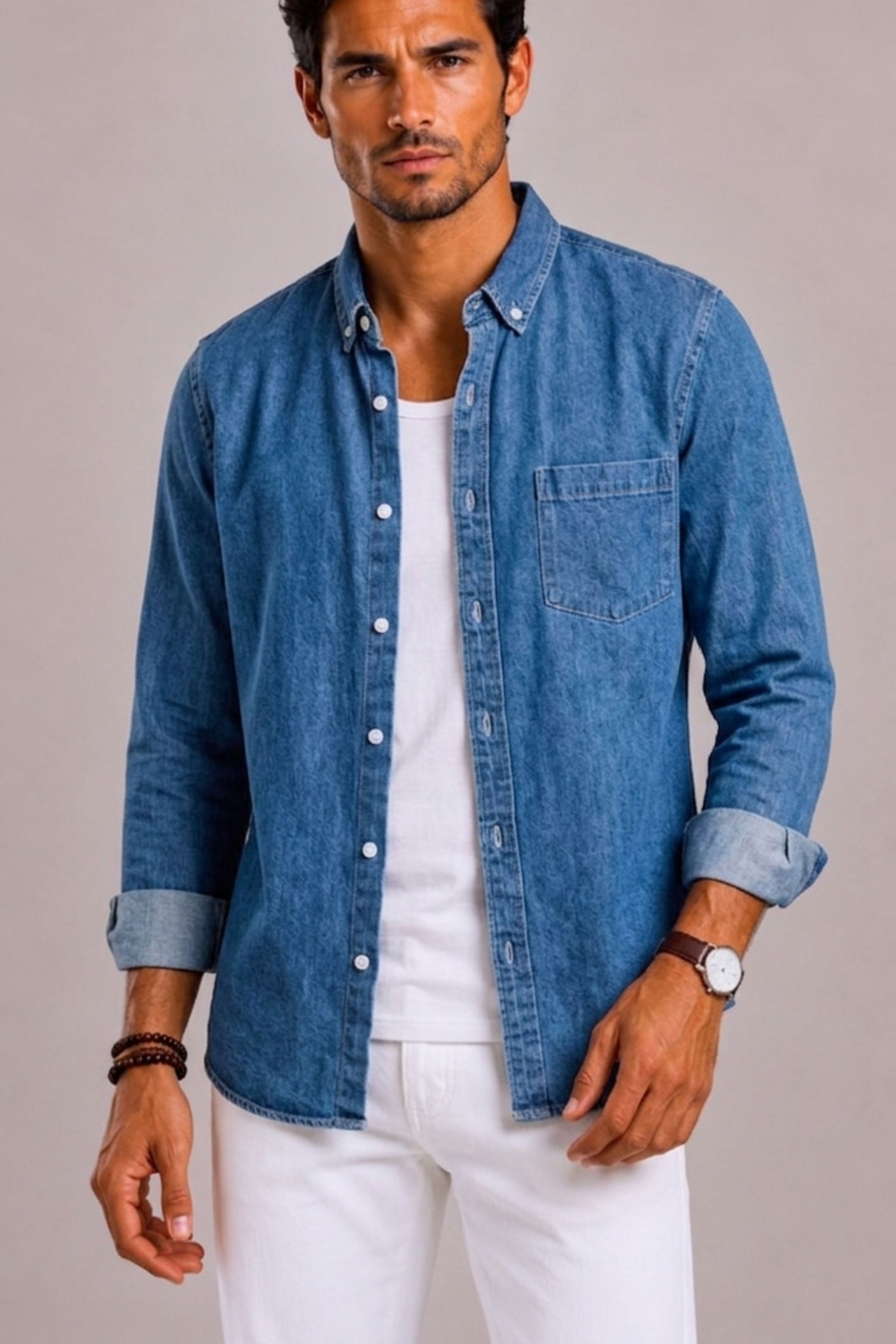 Chemise Homme Style Denim Classique