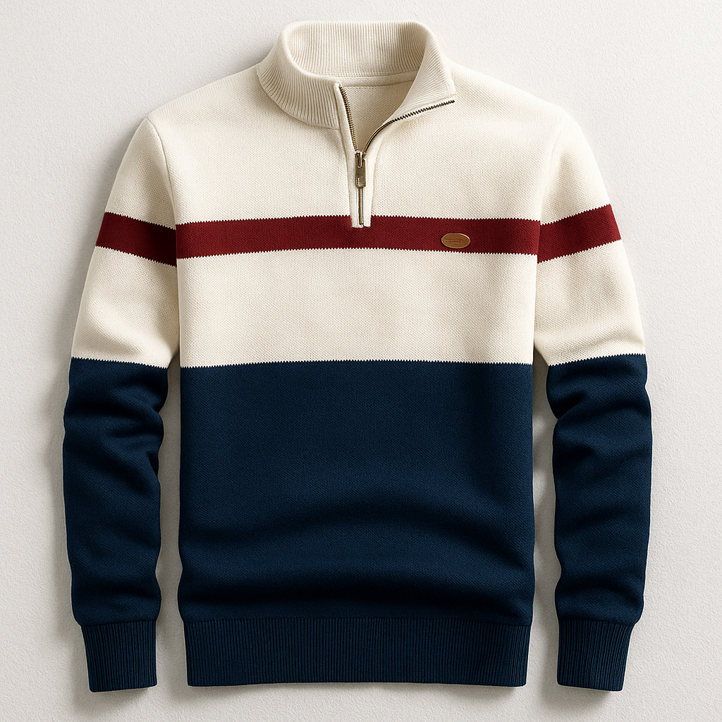 Pull À Col Zippé Avec Coupe Ajustée Pour Hommes
