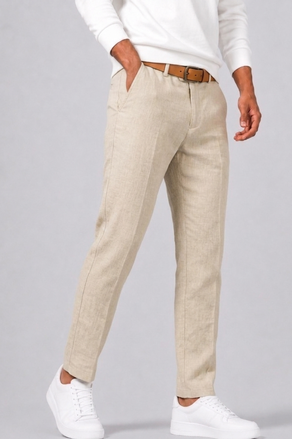 Pantalon Coupe Droite Avec Fermeture Boutonnée Pour Hommes