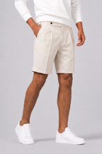 Short Pantalon Coupe Droite Avec Plis Pour Hommes