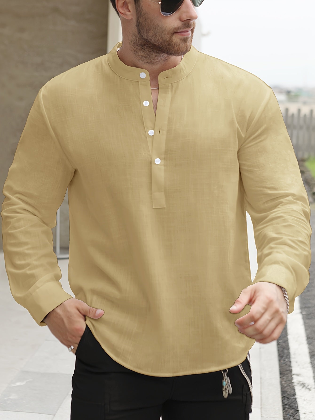 Chemise Ample Avec Col Bateau Pour Hommes