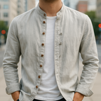 CHEMISE EN LIN ET COTON INSPIRATION JAPONAISE POUR HOMME