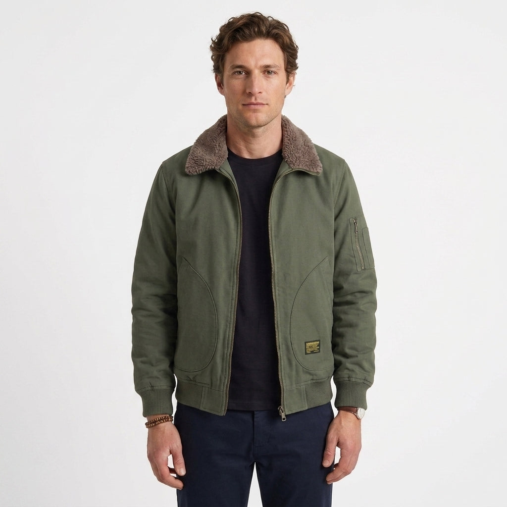 Veste Aviateur Doublée En Sherpa Pour Hommes