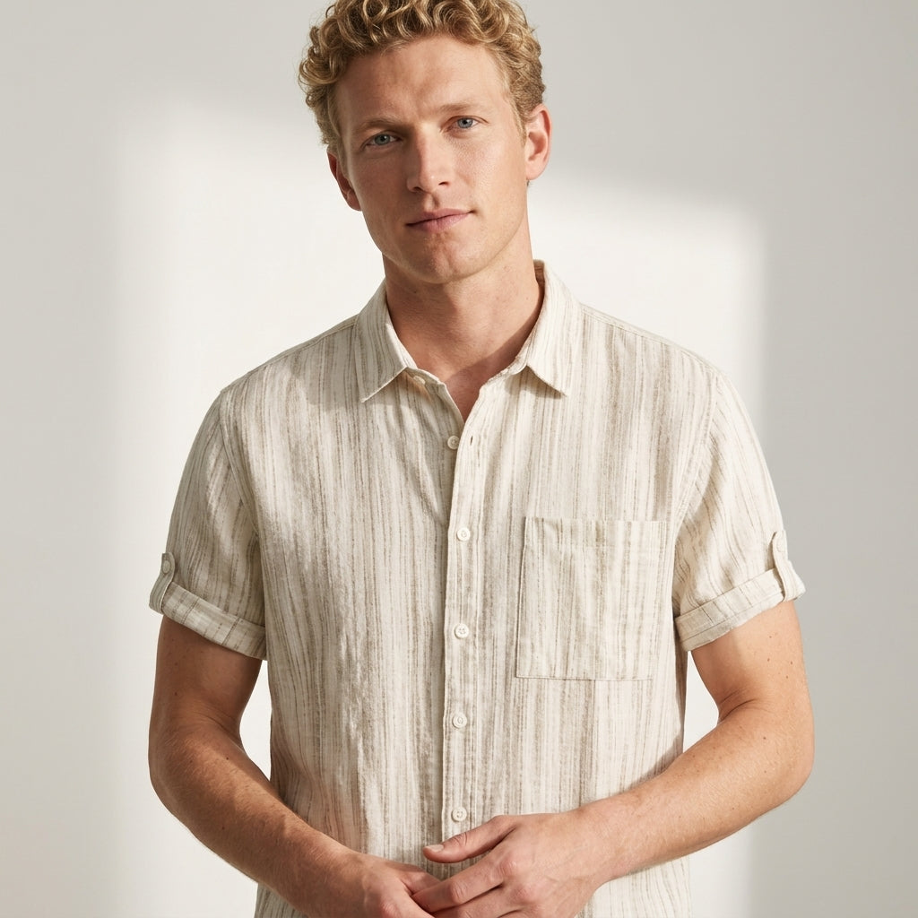 Chemise Ajustée Avec Manches Retroussables Pour Hommes