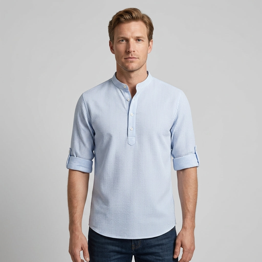 Chemise Ajustée Avec Manches Retroussables Pour Hommes