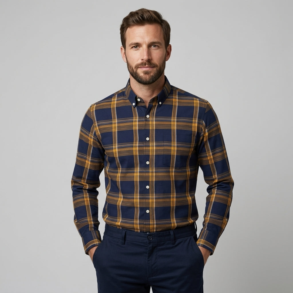 Chemise Homme À Carreaux Manche Longue