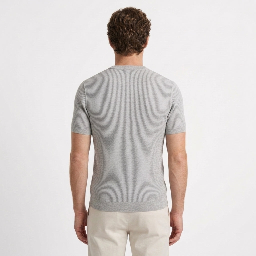 T-Shirt En Maille Côtelée Coupe Ajustée Pour Hommes
