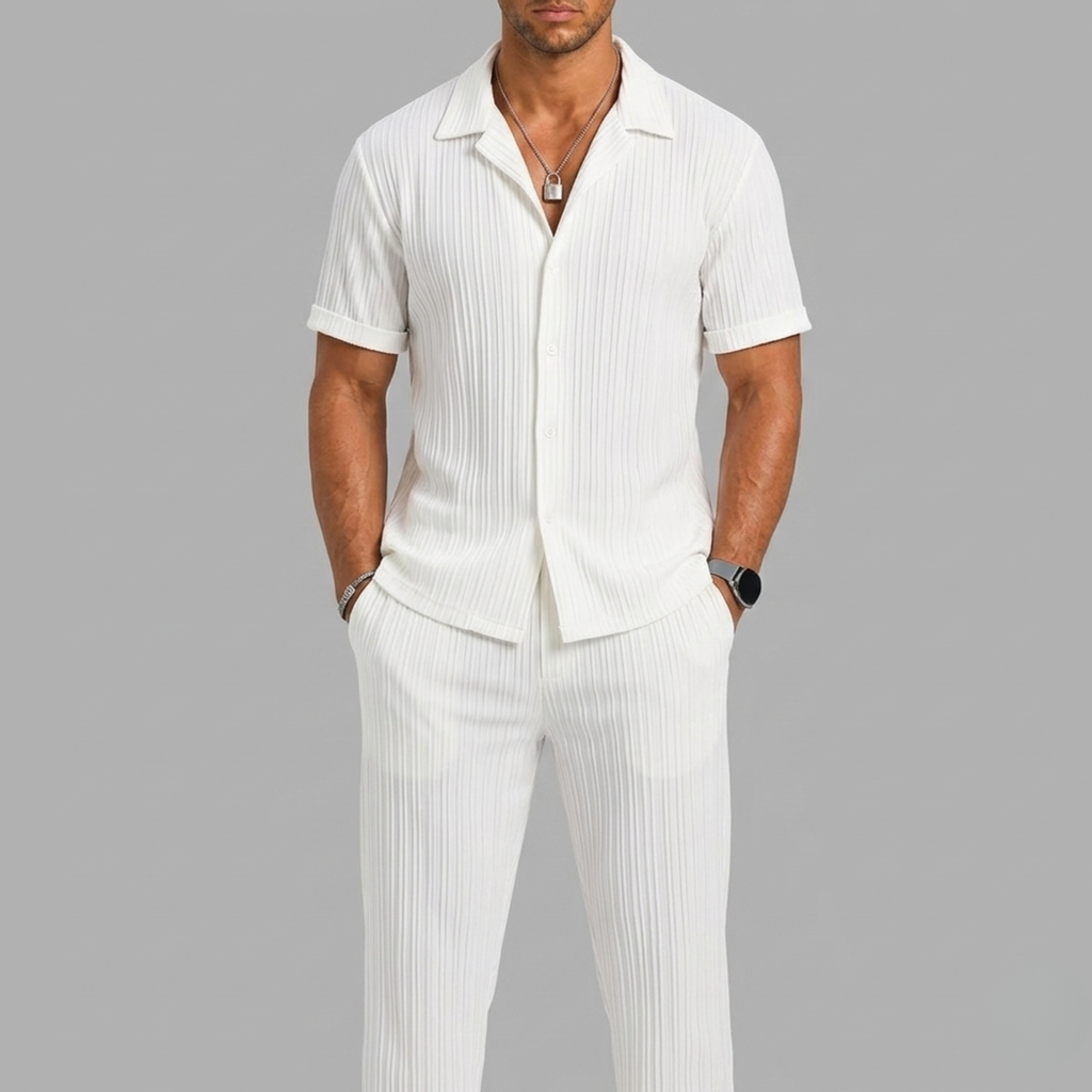 Ensemble Chemise Manches Courtes Avec Pantalon Pour Hommes