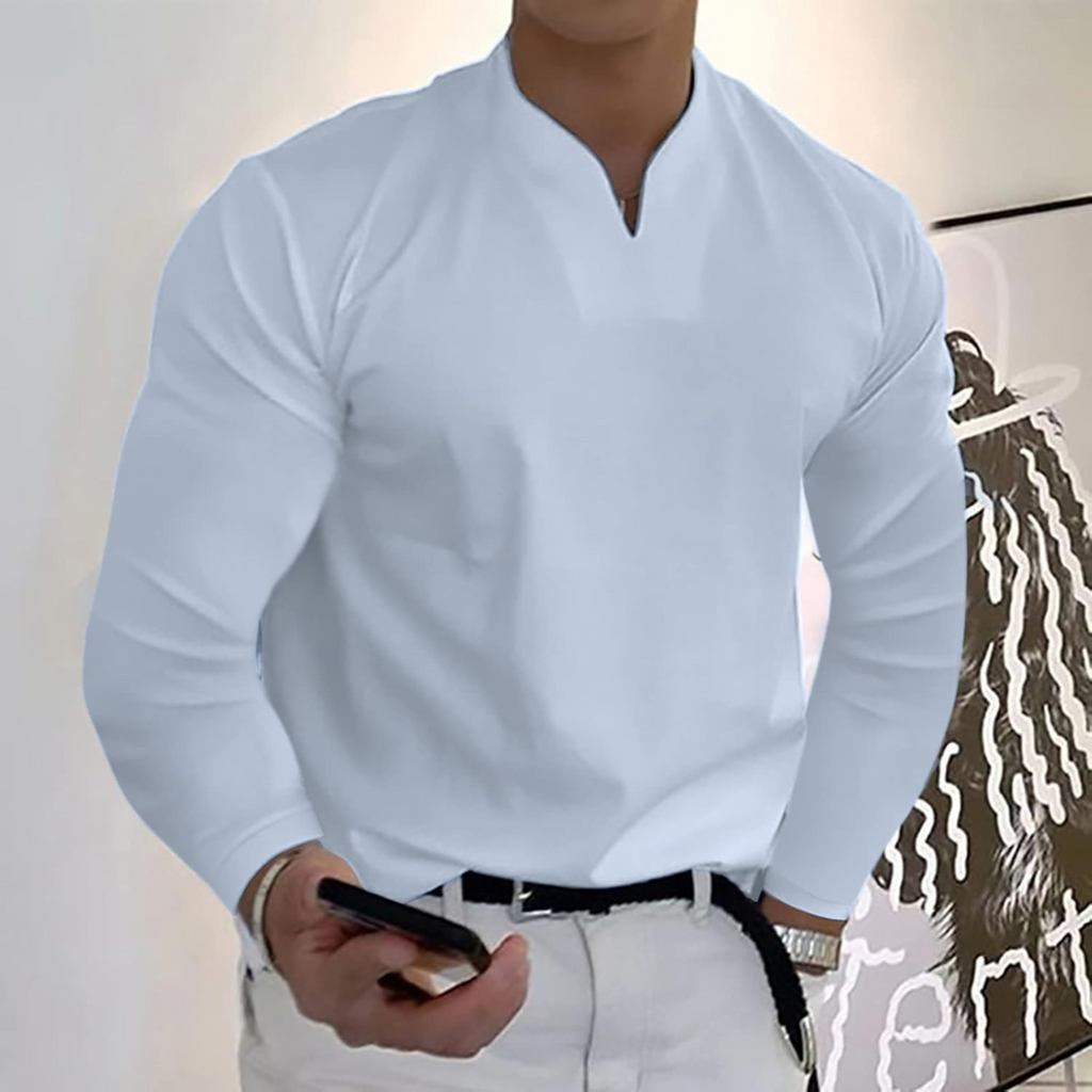 POLO MANCHES LONGUES COL V POUR HOMME