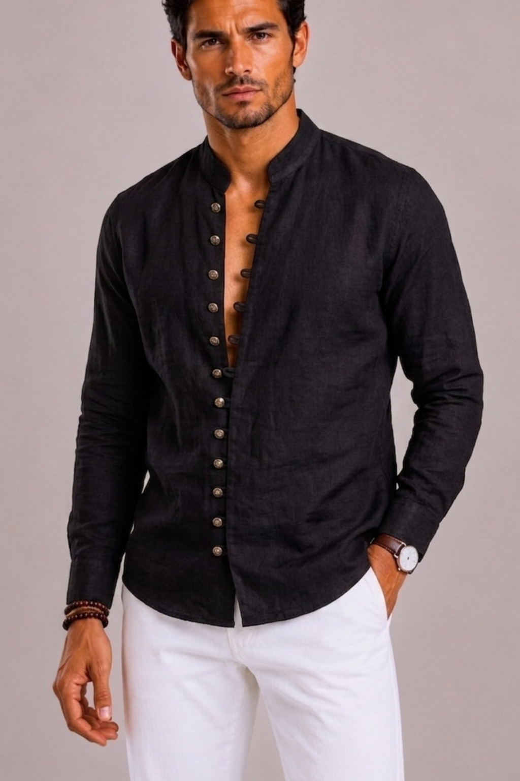 Chemise Col Montant Pour Hommes