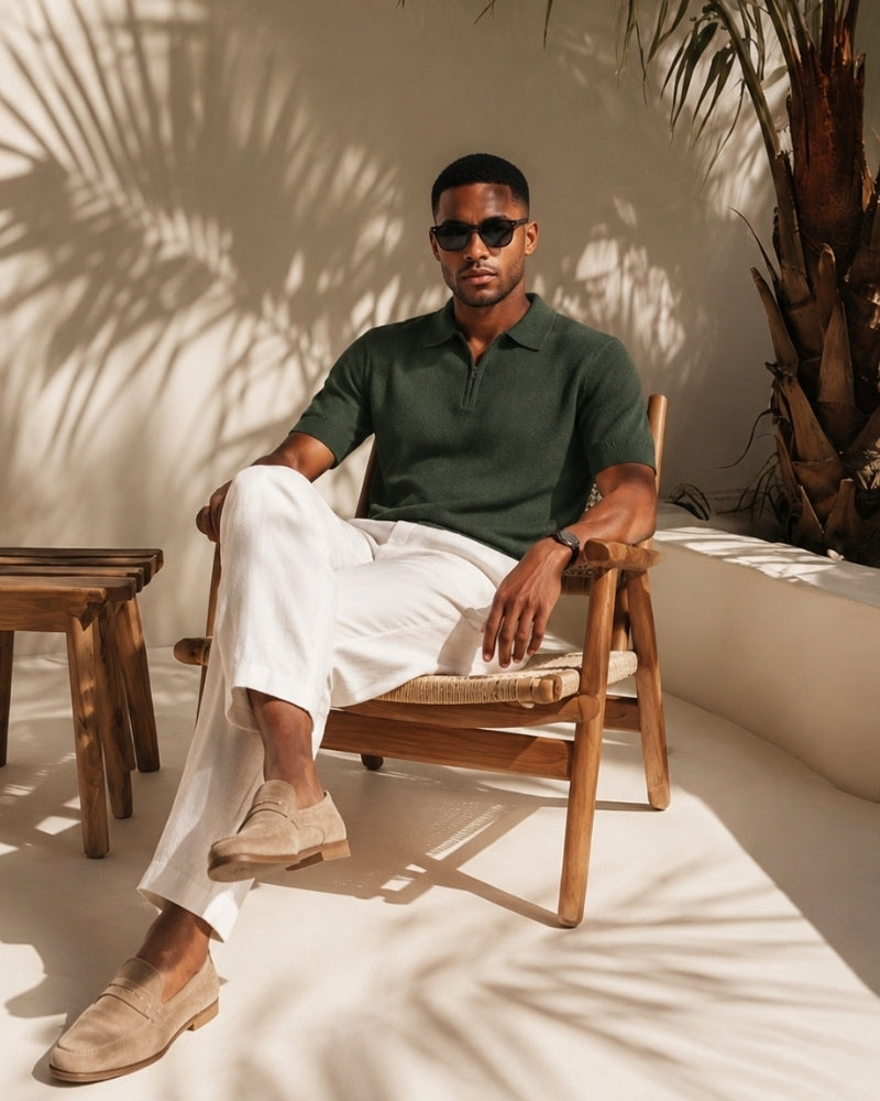 Polo Zippé En Maille Aérée Pour Hommes