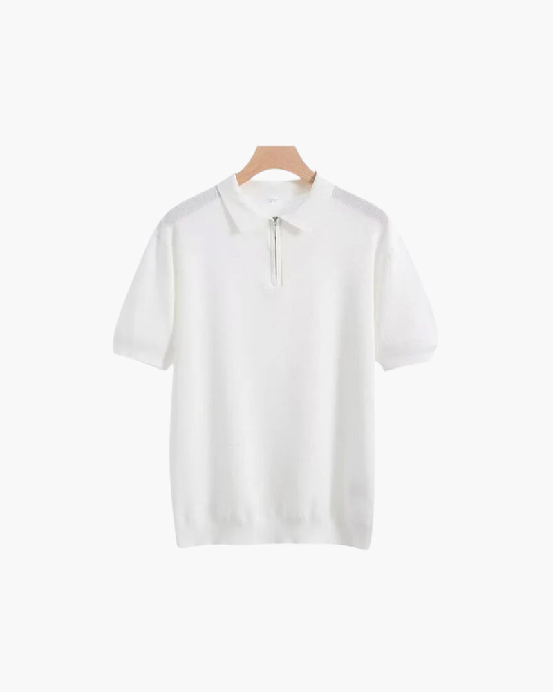 Polo Zippé En Maille Aérée Pour Hommes