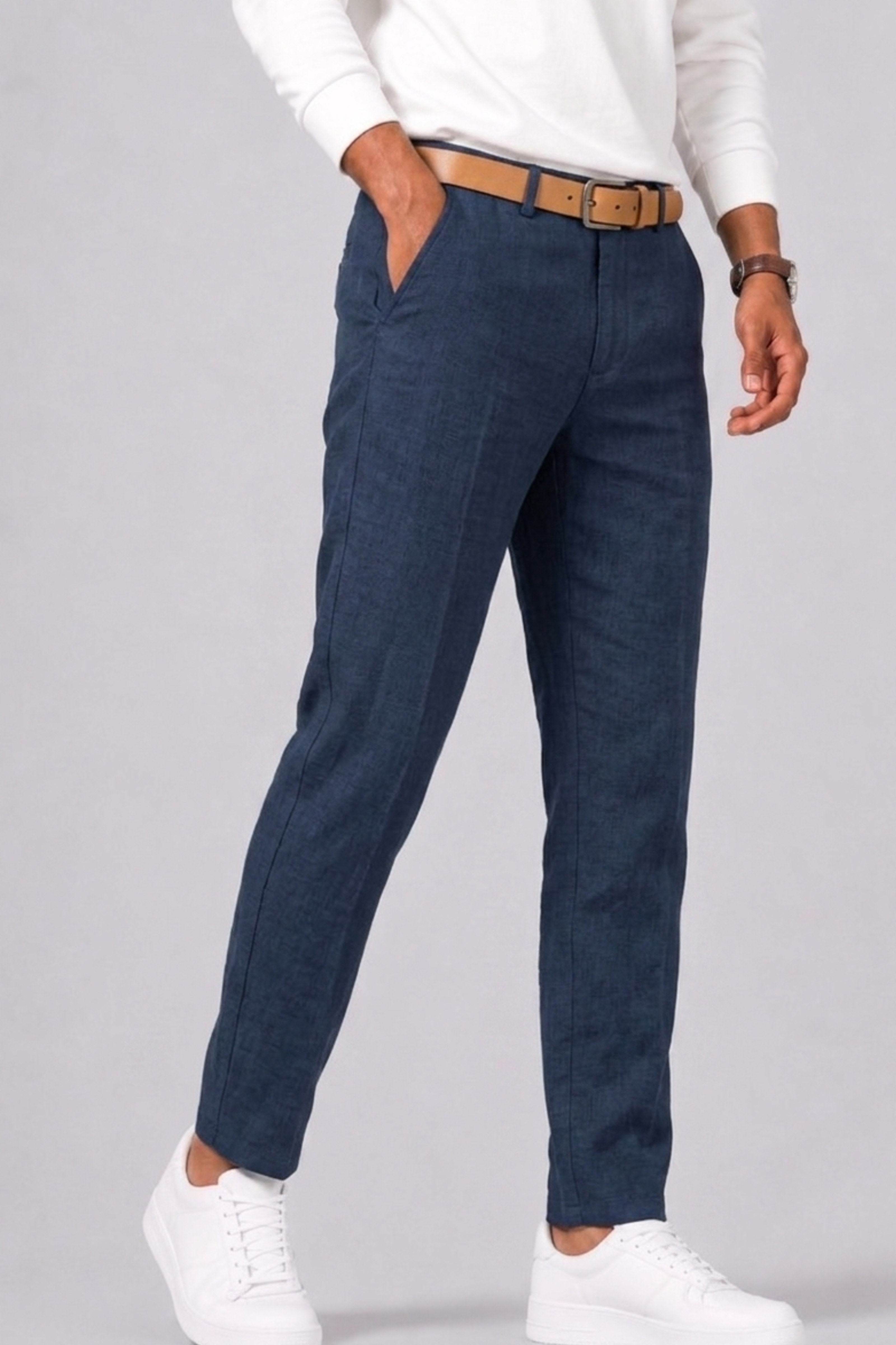Pantalon Coupe Droite Avec Fermeture Boutonnée Pour Hommes