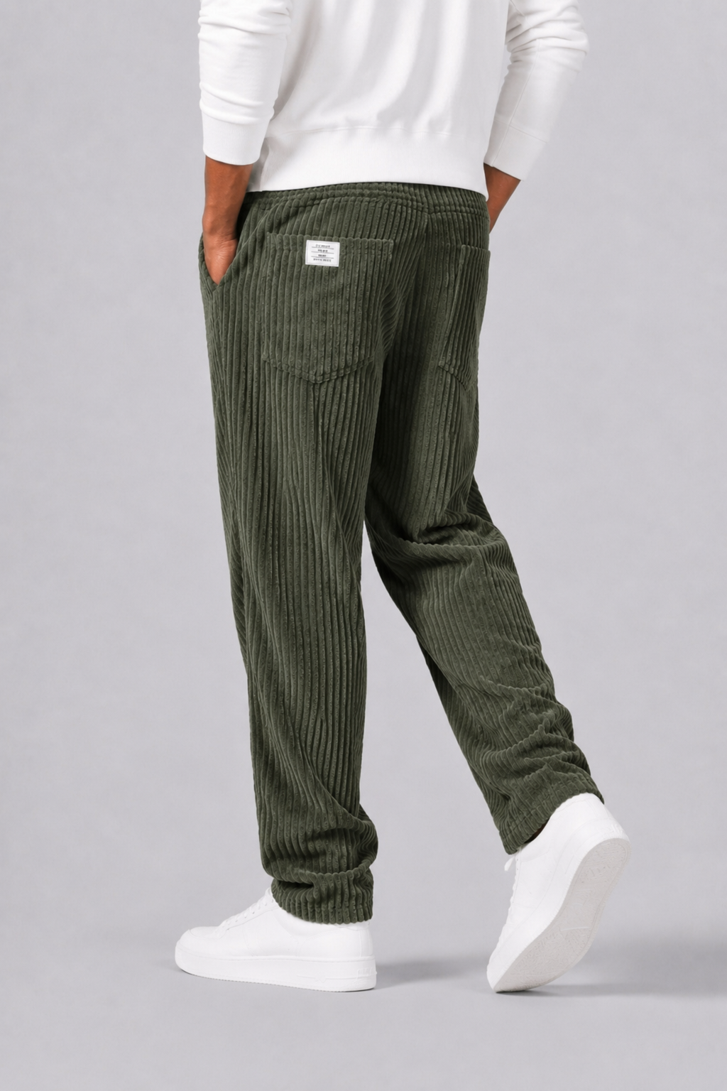 Pantalon En Velours Côtelé Avec Taille Élastique Pour Hommes