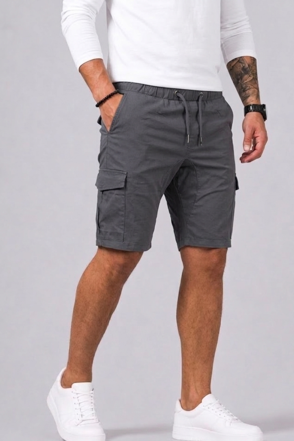Short Cargo Coupe Droite Avec Poches Pour Hommes
