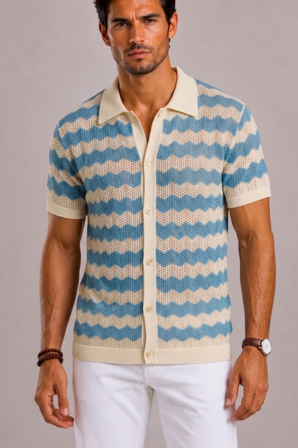 Polo Homme À Rayures Décontractée