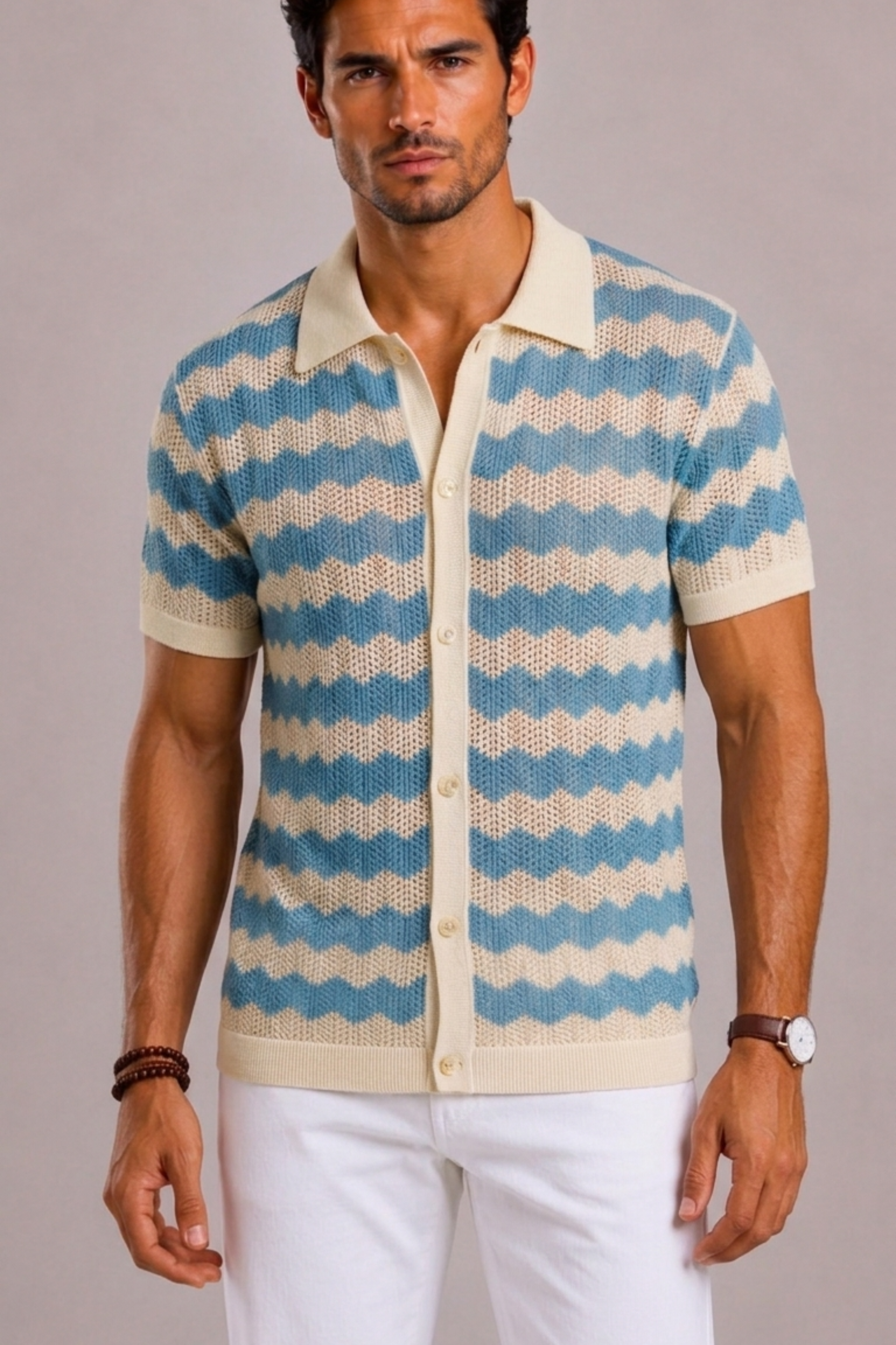 Polo Homme À Rayures Décontractée