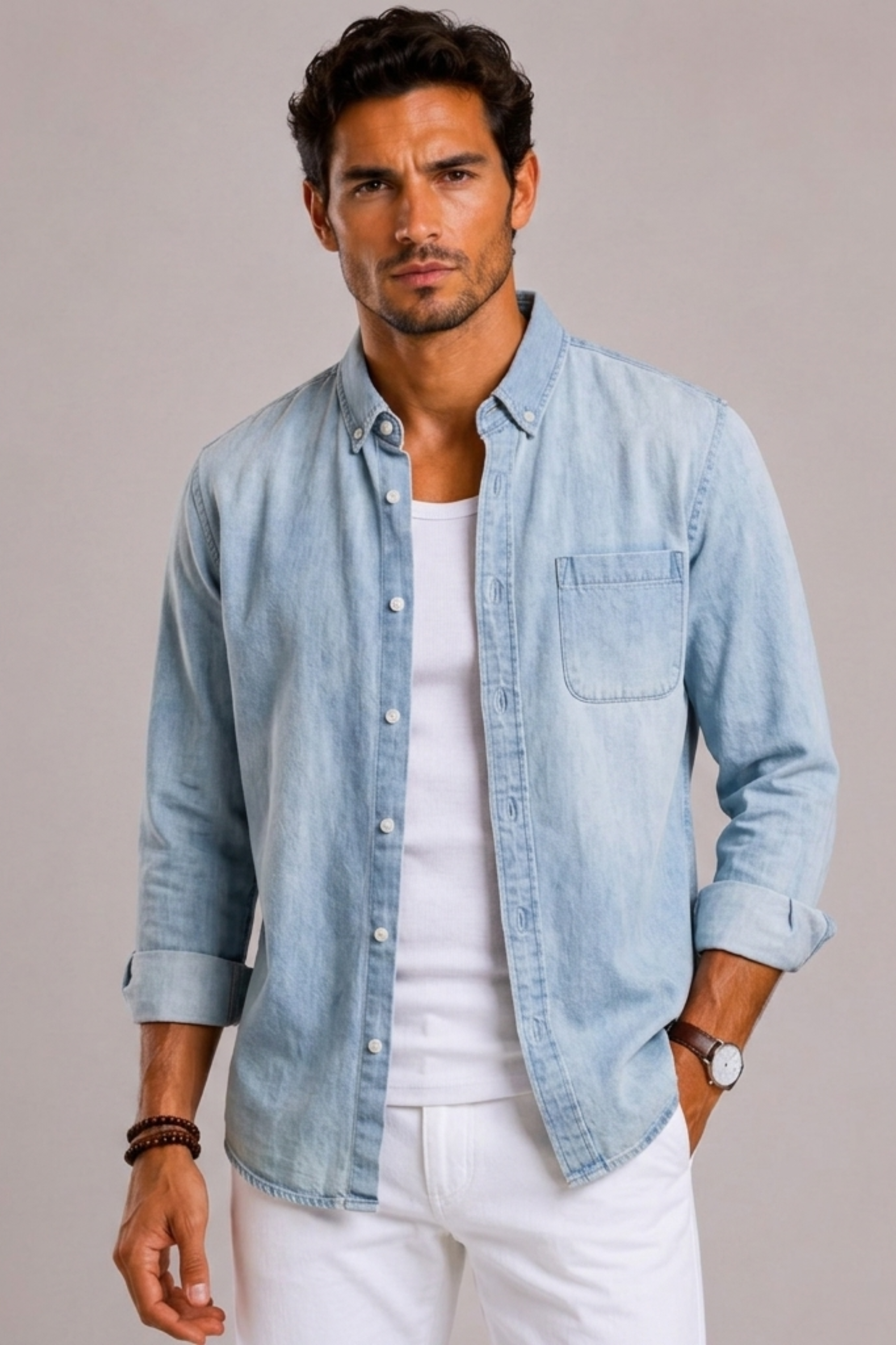 Chemise Homme Style Denim Classique