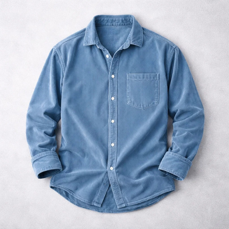 Chemise En Velours Côtelé Avec Poche Poitrine Pour Hommes
