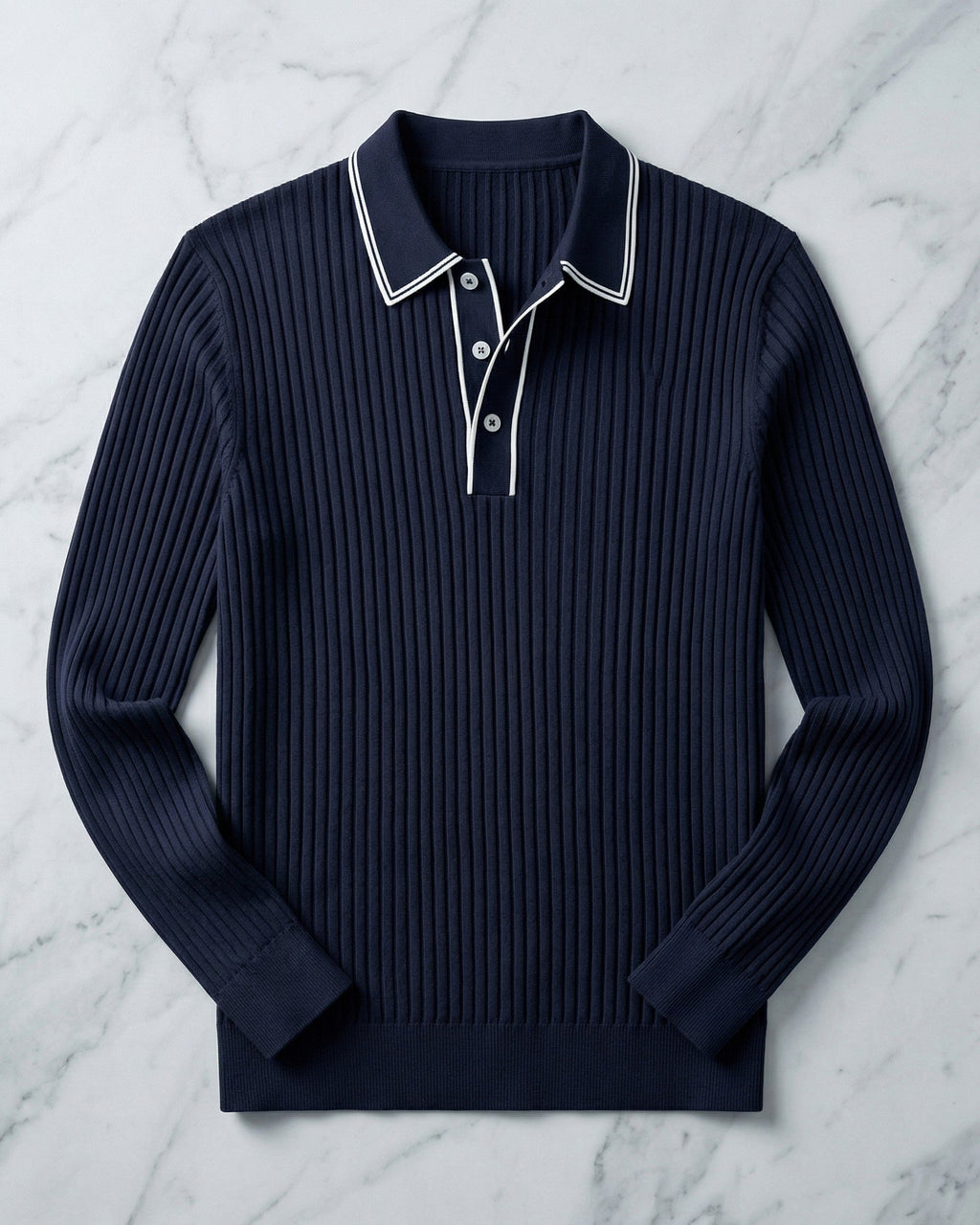 Polo Tricoté Côtelé Avec Col Classique Pour Hommes