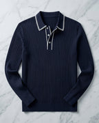 Polo Tricoté Côtelé Avec Col Classique Pour Hommes