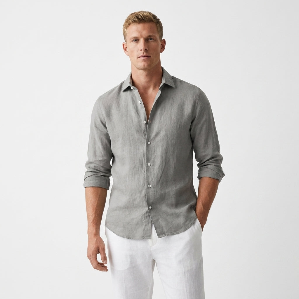 Chemise En Lin Avec Col Classique Pour Hommes