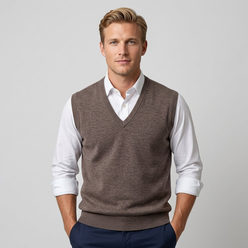 Pull Sans Manches À Col V Pour Hommes