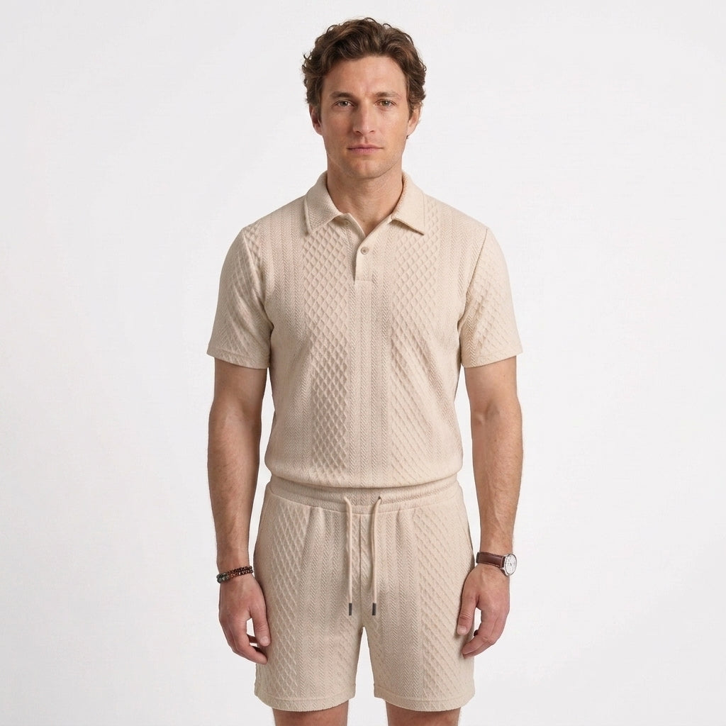 Ensemble Polo En Maille Texturée Et Short Pour Hommes