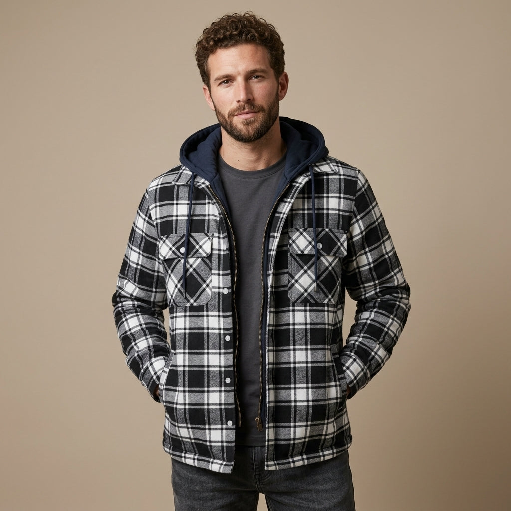 Veste Homme À Carreaux Avec Capuche