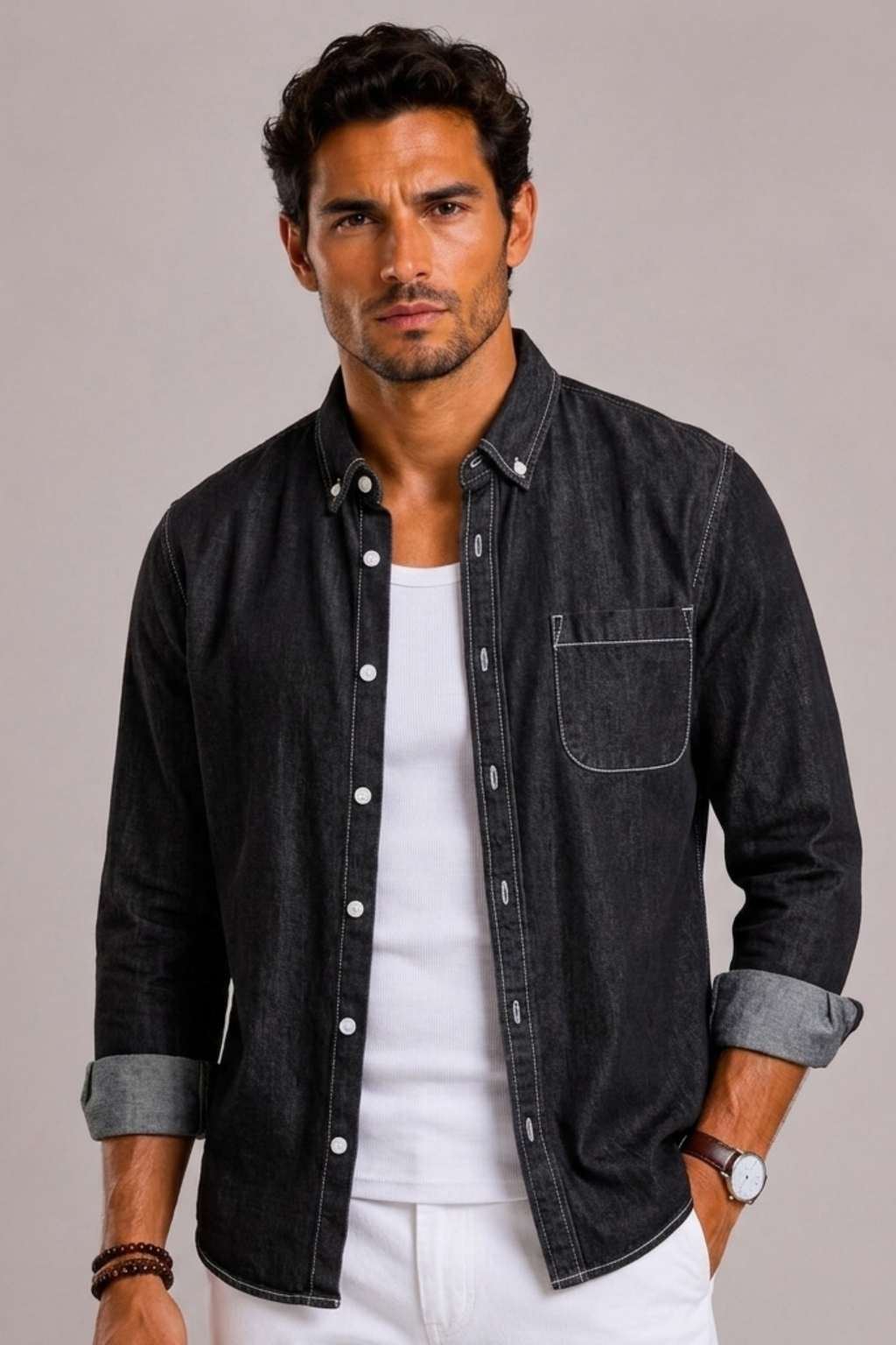 Chemise Homme Style Denim Classique
