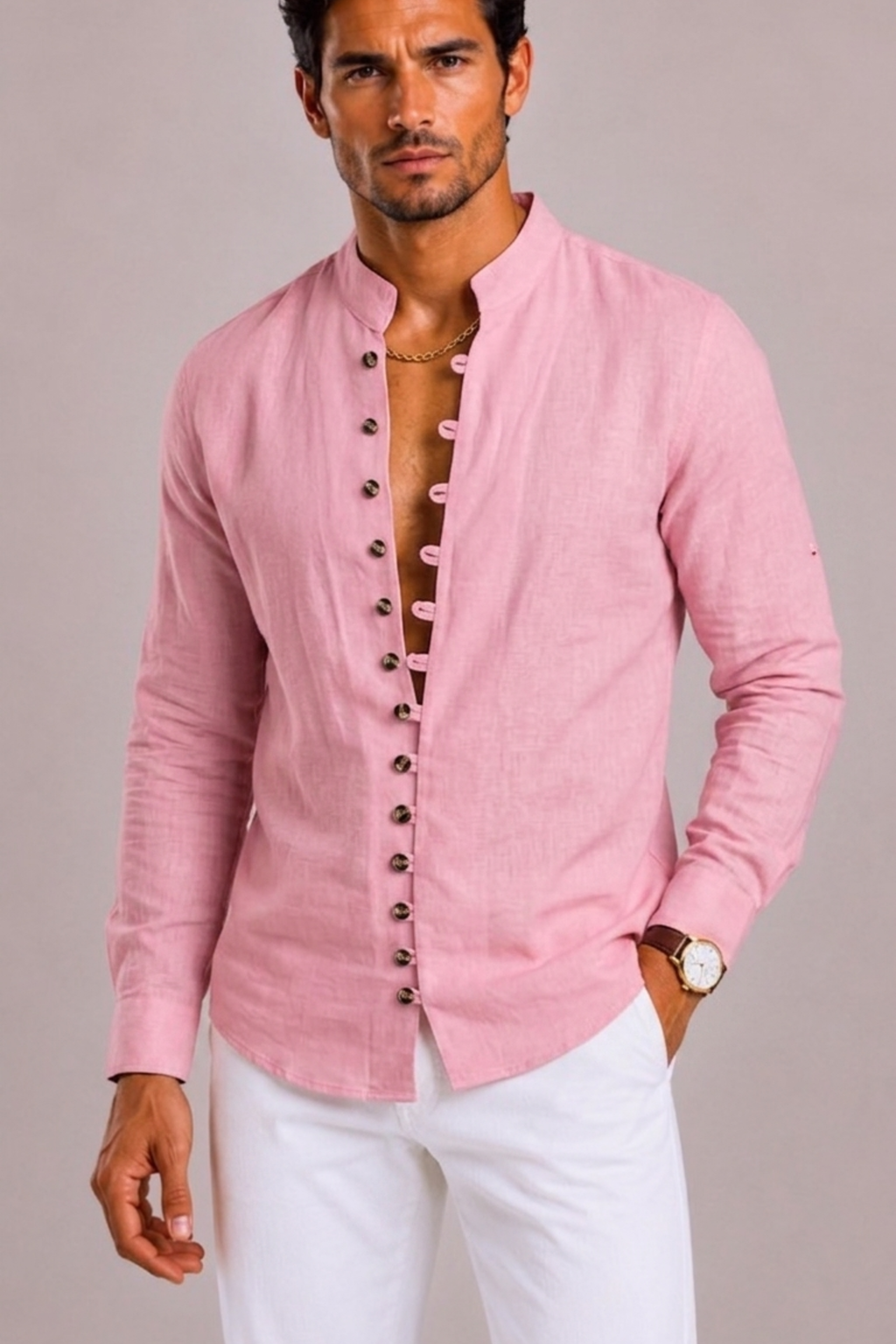 Chemise Col Montant Pour Hommes