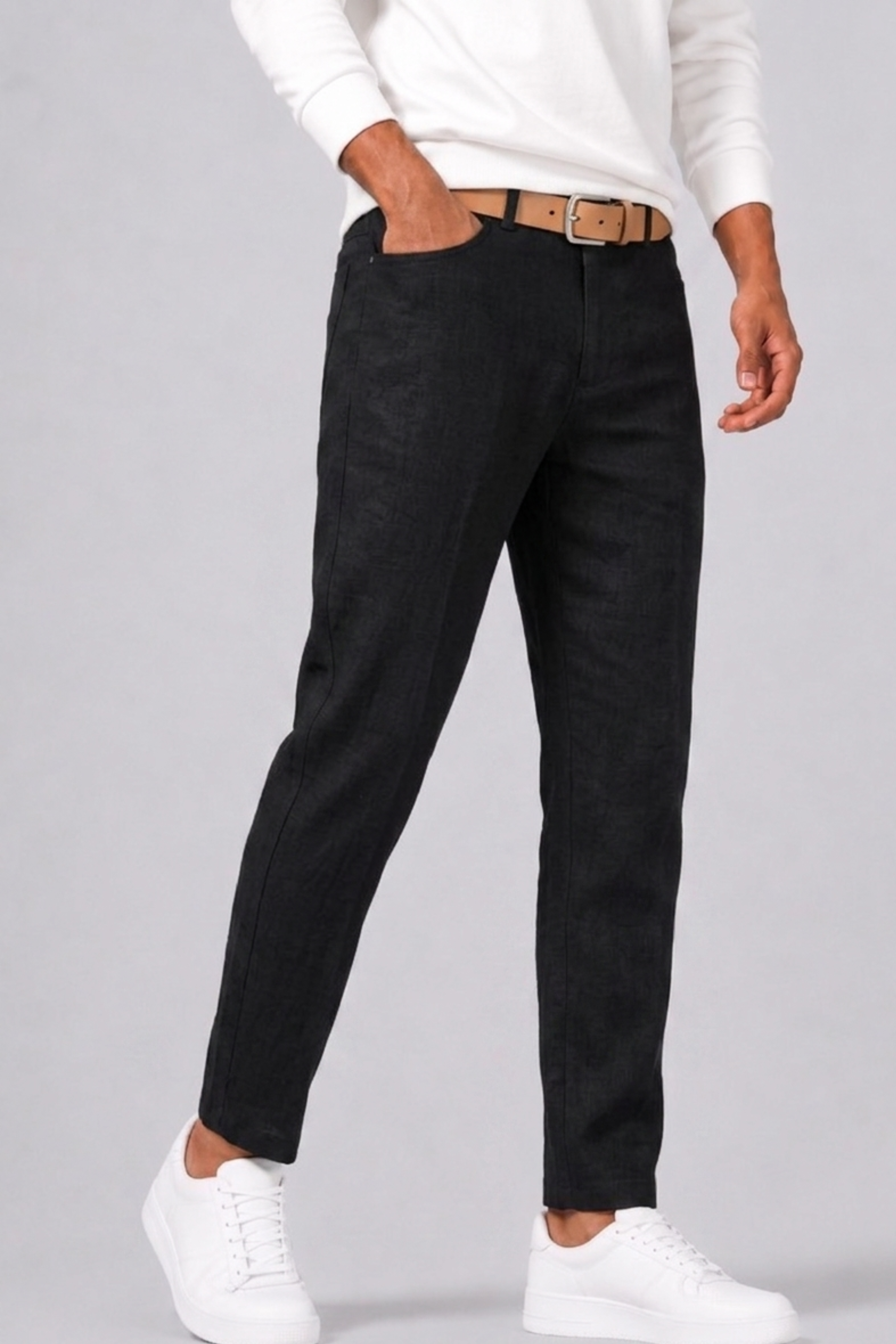 Pantalon Coupe Droite Avec Fermeture Boutonnée Pour Hommes