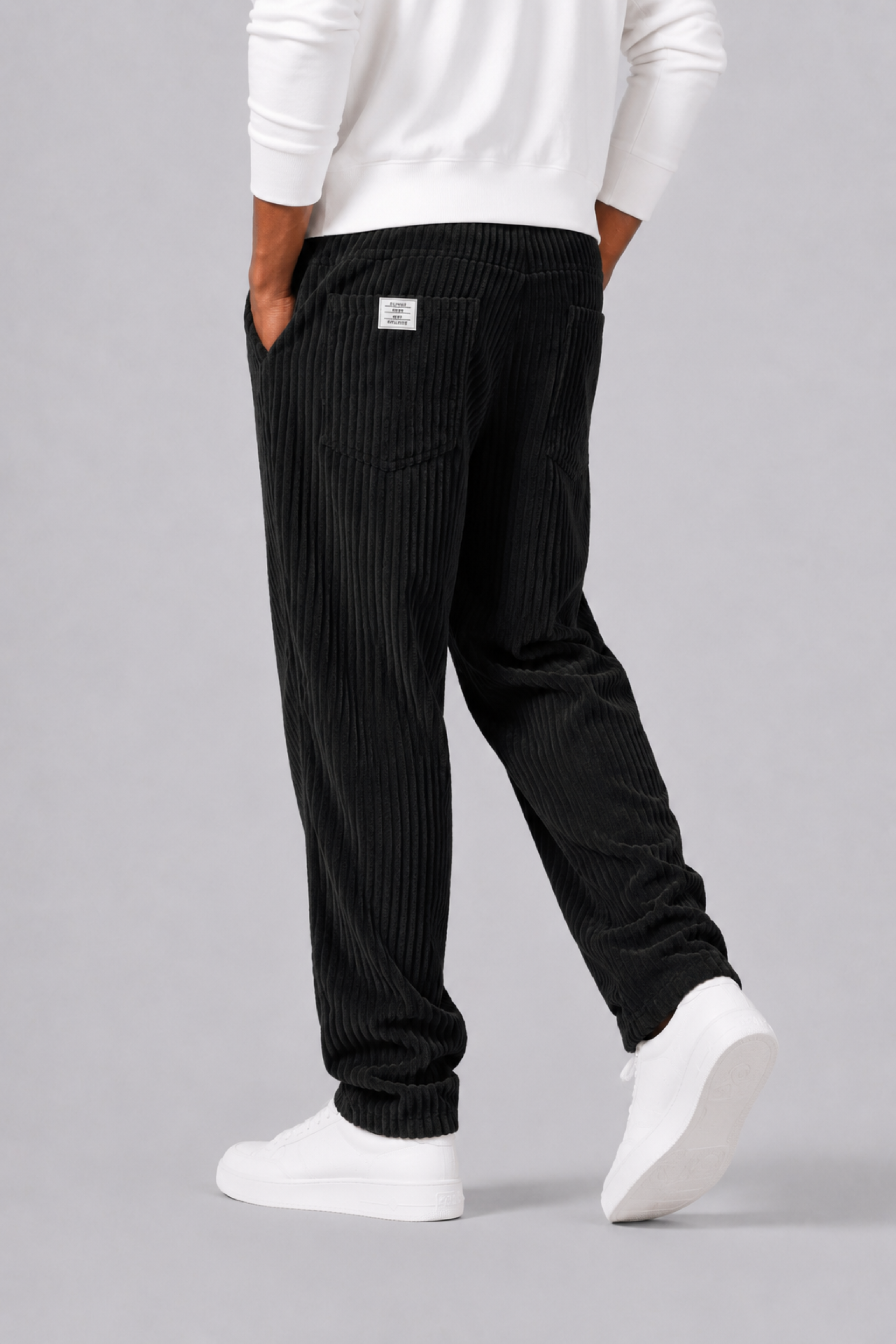 Pantalon En Velours Côtelé Avec Taille Élastique Pour Hommes