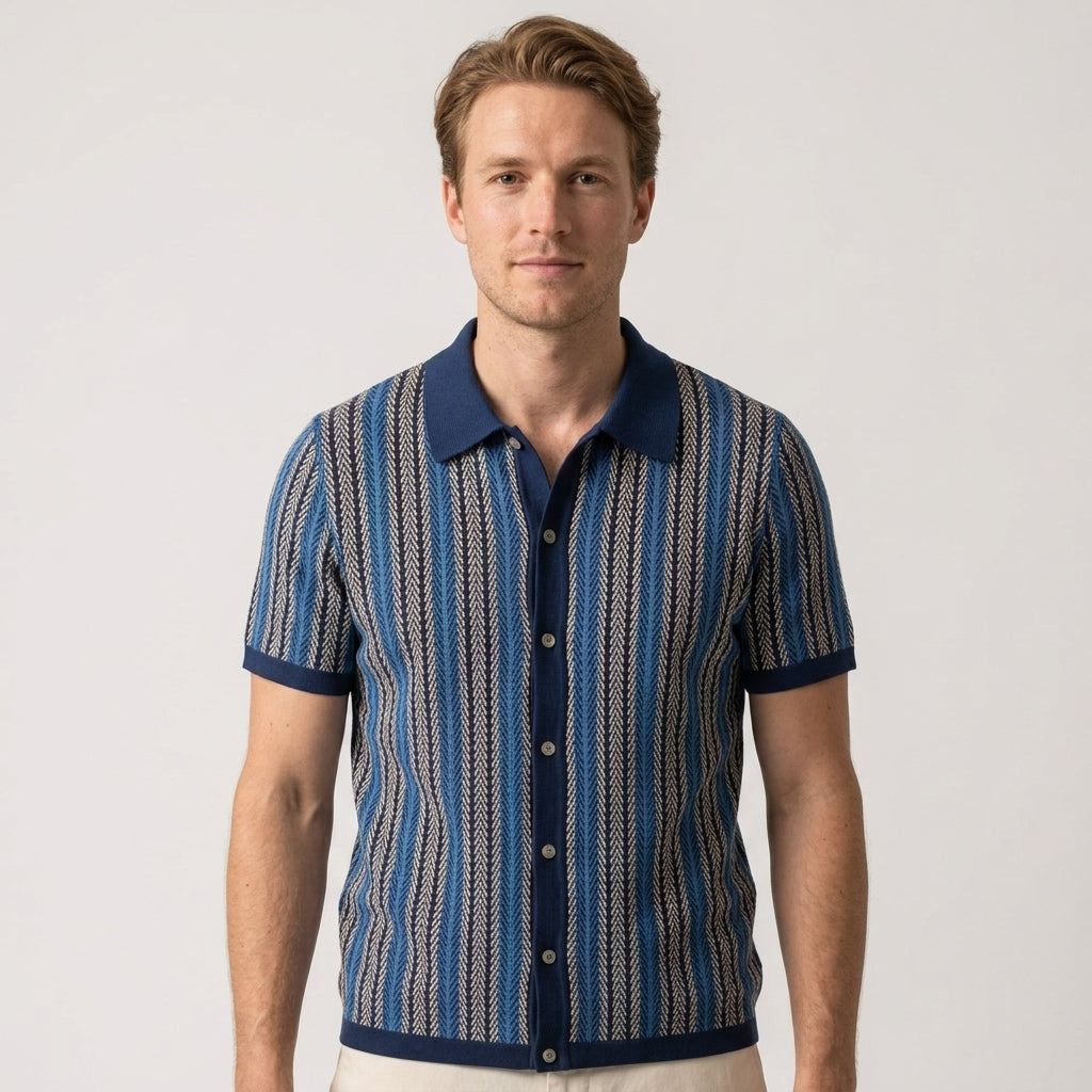 Polo Tricoté Avec Fermeture Boutonnée Pour Hommes