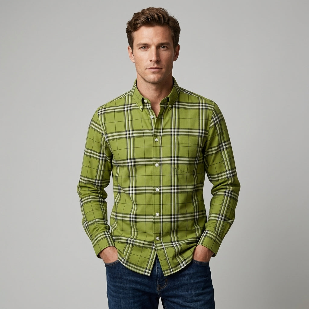 Chemise Homme À Carreaux Manche Longue
