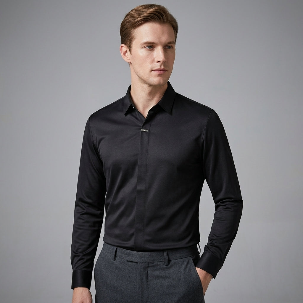 CHEMISE HOMME COL V MANCHES LONGUES