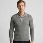 Polo Tricoté Côtelé Avec Col Classique Pour Hommes
