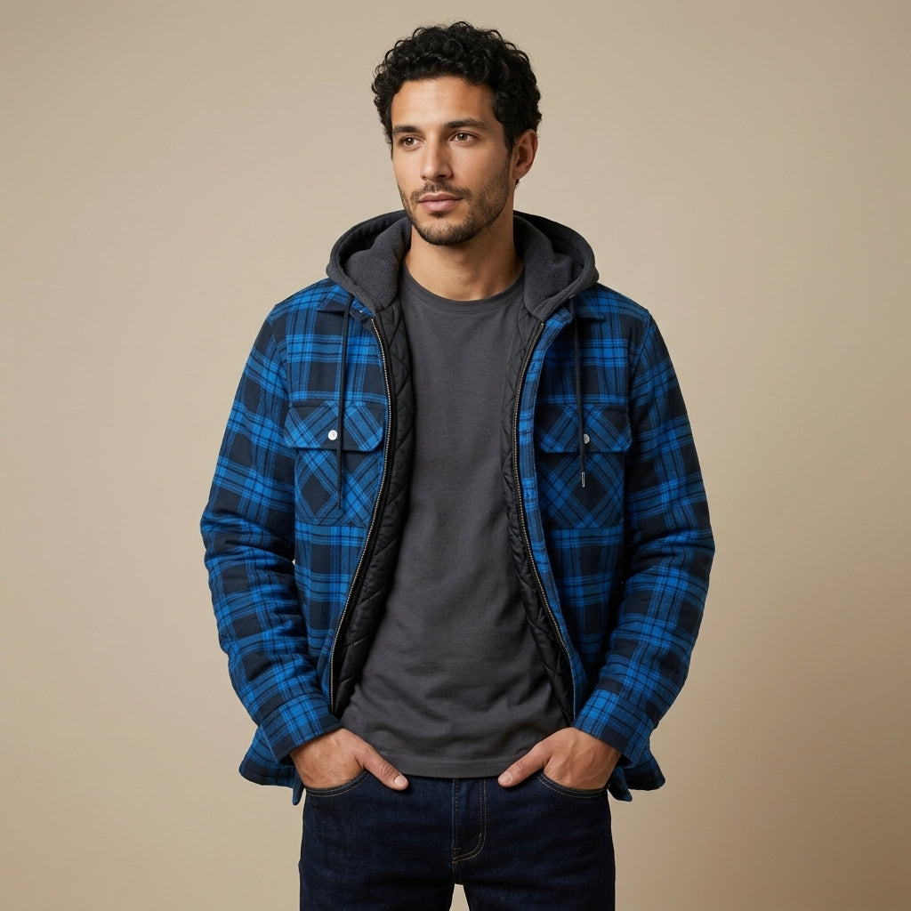 Veste Homme À Carreaux Avec Capuche