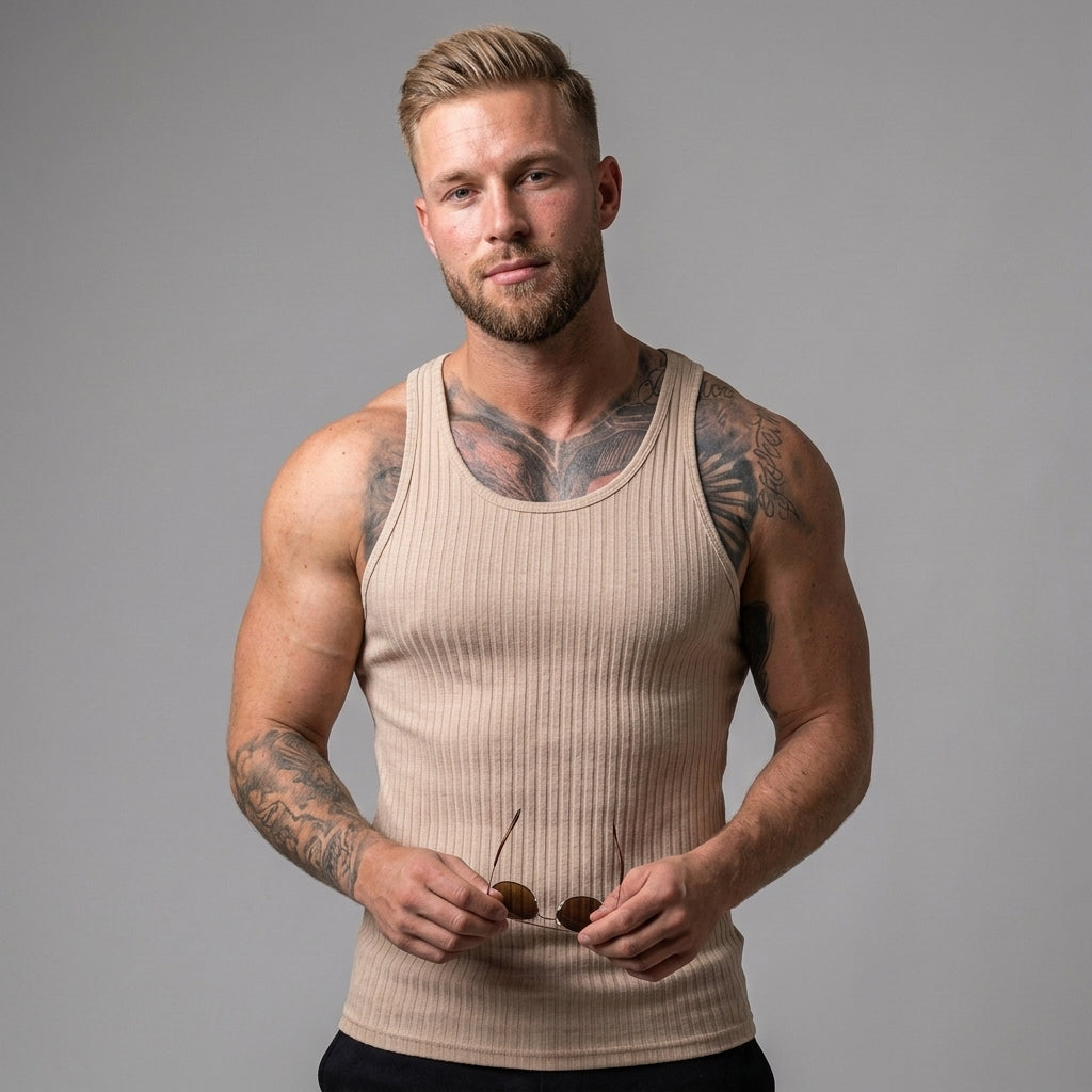 Débardeur En Maille Côtelée Pour Hommes