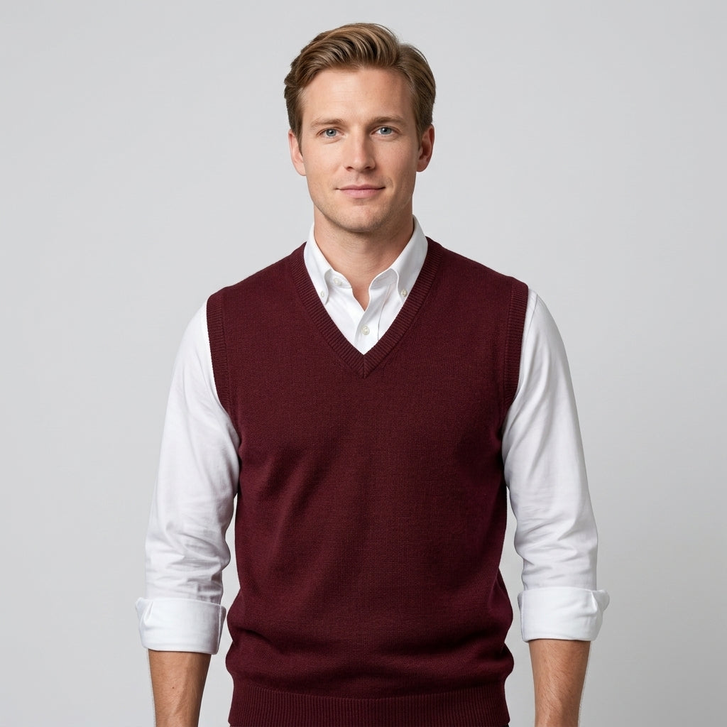 Pull Sans Manches À Col V Pour Hommes