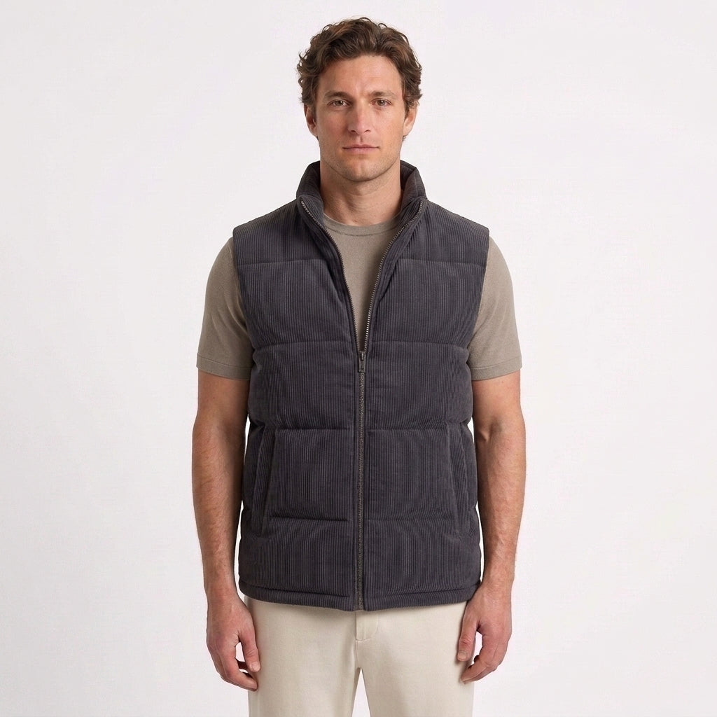 Gilet Matelassé Rembourré En Velours Côtelé Pour Hommes