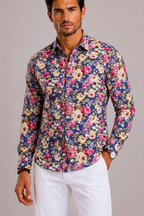 Chemise Fleurie Avec Manches Longues Pour Hommes