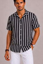 Chemise Rayée Avec Manches Courtes Pour Hommes