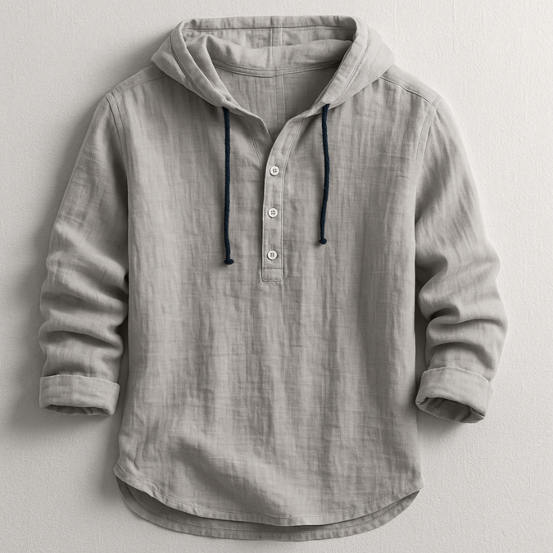 CHEMISE À CAPUCHE EN LIN POUR HOMME