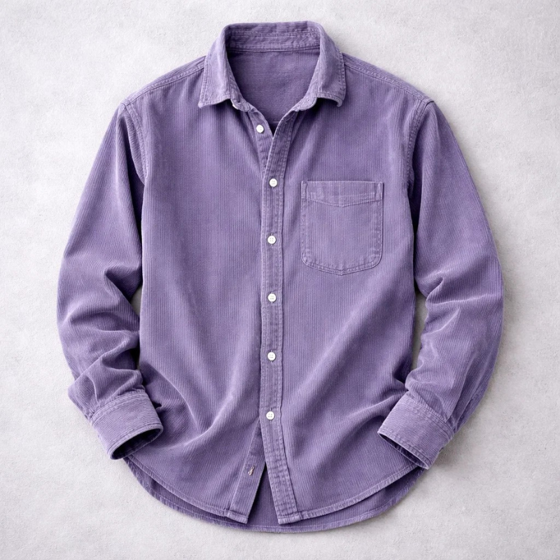Chemise En Velours Côtelé Avec Poche Poitrine Pour Hommes