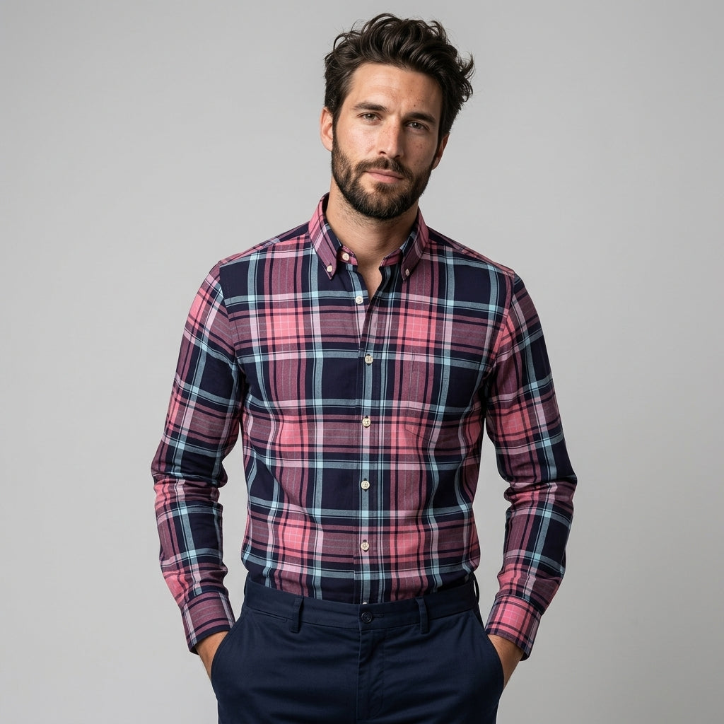 Chemise Homme À Carreaux Manche Longue
